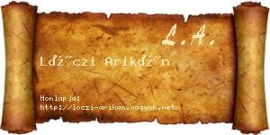 Lóczi Arikán névjegykártya